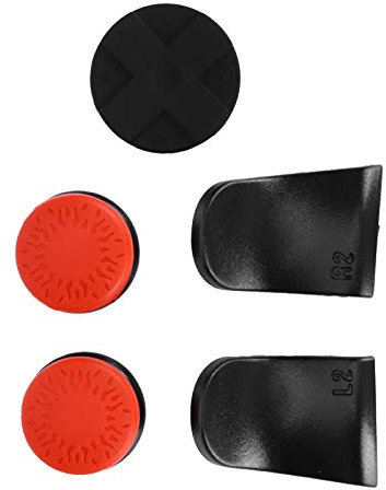 MUNEFE 5-in-1-Controller-Zubehör, Tastenkappe, Joystick-Abdeckung L1 R2 Trigger-Extender, 5-Zoll-Daumenstick-Griff L2 R2 Rouge Für PS5(Rot)
