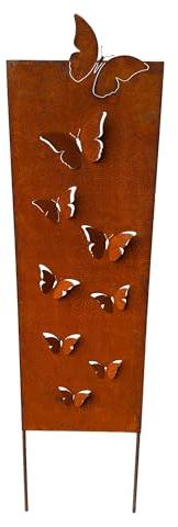 Panneau avec inscription en allemand - Décoration de jardin - 115 cm - Rouille - Brise-vue - Papillon