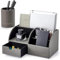 Vlando Schreibtisch-Organizer mit Schublade, Stifthalter, PU-Leder, Bürobedarf, Schreibtisch-Organizer, multifunktionaler Schreibtisch-Stift-Organizer, Fernbedienungshalter, Grau