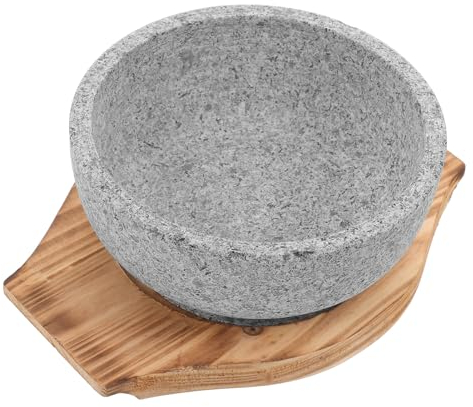 ABOOFAN Coreano Ciotole In Pietra Per Il Cibo Coreano Dolsot Bibimbap Ciotola E Vassoio Set 600Ml Granito Giapponese Ciotola Di Pietra Calda o Zuppa Pentola Da Portata Riso