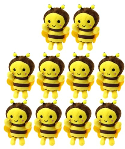 Toyvian 10 Stück Stofftiere Honigbienen Weiche Plüschbienen-Dekoration Gelbe Biene Plüschtiere Plüsch-Honigbiene Schlüsselanhänger Mini-Bienenspielzeug Biene Plüschbiene Partydekorationen