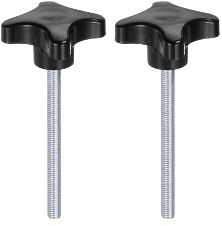 QUARKZMAN 2 Stück Rändelschrauben mit Kreuzgriff M8 x 100mm Sterngriffschraube Kunststoff Knopf Verzinkter Kohlenstoffstahl Gewinde Klemmschraube Sterngriffmutter Klemmknopf für Maschine