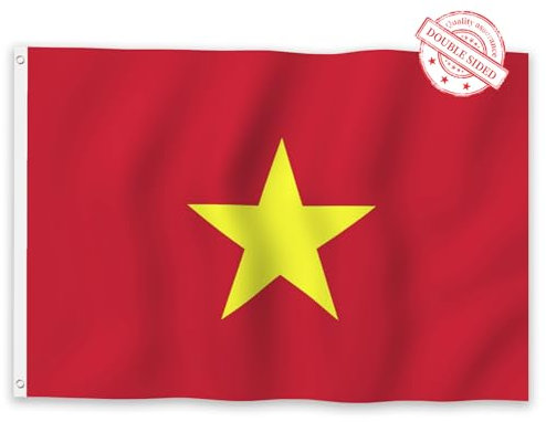 Aoihrraan Drapeau Du Vietnam 90x150cm Double Face Drapeau Du Vietnam En Plein Air Célébration Bannière Maison Jardin Porche Parti Décoration Drapeau Avec 2 Oeillets Solides