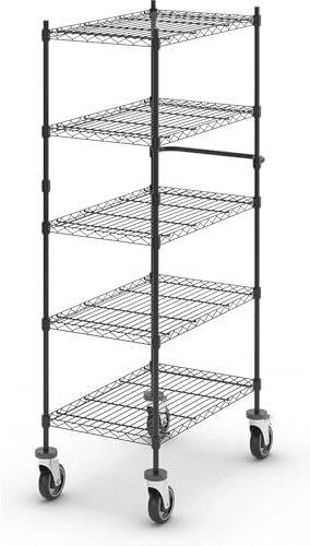 kaiserkraft | Drahtgitter-Tischwagen | schwarz | mit 5 Etagen | LxBxH 760 x 460 x 1670 mm