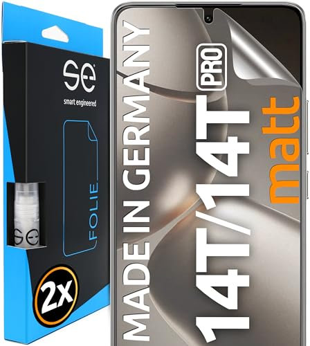 2X se® Protector 3D Antirreflejo para Xiaomi 14T / 14T Pro, Protección Solar, Compatible con Huellas y FaceID, Instalación sin Burbujas, Mate, Resistente a Golpes y Arañazos, Matériau TPU