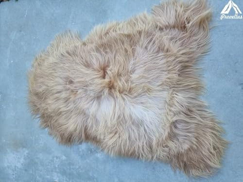 Provellus Echte Premium Langhaar Schaffelle skandinavischer Herkunft chromfrei L-XXXL (Cappuccino, 30x30cm rund)