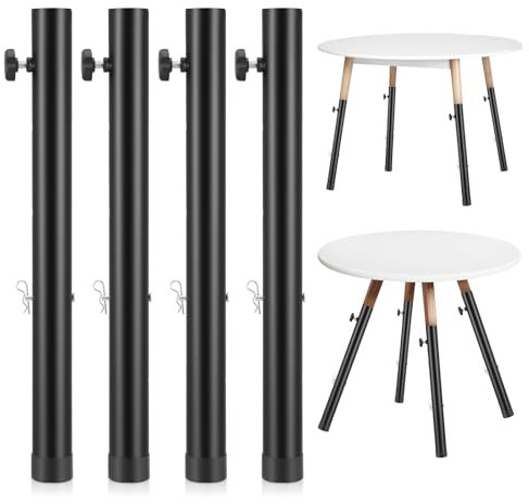 4 Pcs Table Leg Extenders Set, 44 cm/17.3 inch Metal Chair Leg Extenders, 4 Level Height Adjustable Screw Clamp, Rustless Furniture Riser Suitable for Folding Tables & Chairs Diameter Less Than 1.4in