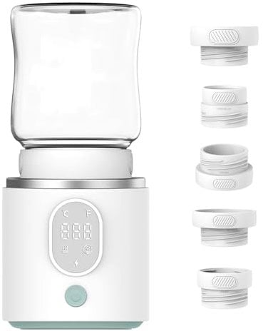 Chauffe Biberon, Chauffe Lait Rapide, Chauffe Biberon Électrique Rapide 5 en 1 pour Lait Maternel ou Formule, 5 adaptateurs, 4 Températures de Fonctionnement, Chauffe en 60 Secondes