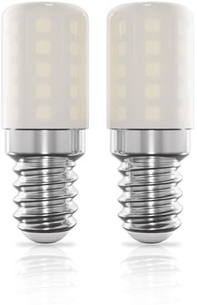 LUTW Fridge Bulb E14, 3W Equivalent 30W Halogen, E14 LED Light Bulb Cool White 6000K, SES Bulb LED for Refrigerator, Cooker Hood, Sewing Machine, Salt Lamp, Non-Dimmable, Pack of 2