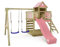 WICKEY Spielturm Klettergerüst Smart Cave mit Schaukel & Rutsche, Outdoor Kinder Kletterturm mit Sandkasten, Leiter & Spiel-Zubehör für den Garten (Pastellpink)