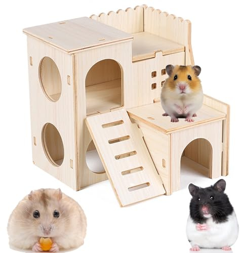 YouXiaor Meerschweinchenhaus,Nagerschlafhaus,Meerschweinchen Zubehoer,Meerschweinchen Versteck Aus Holz mit Flachdach und Belüftungslöchern für Kleine Haustiere Zwerghamster