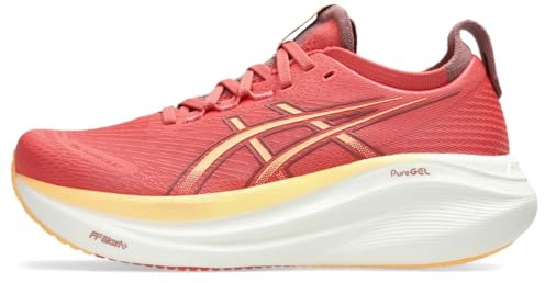 ASICS Gel-Nimbus 27 Damen-Sneaker, Dunkelrosa Ton/Orange Glow, 9.5 Wide