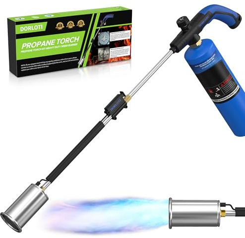 Brûleur de mauvaises herbes au propane – Chalumeau au propane avec fonction auto-allumage, parfait pour désherber, fondre la neige, l'asphalte, la toiture et plus encore (carburant non inclus)
