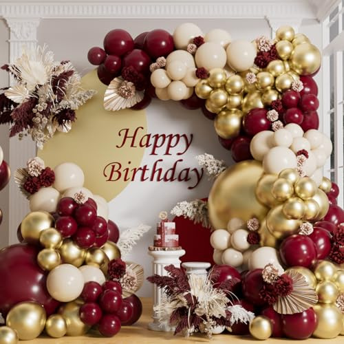 AULE Luftballon Girlande Weinrote: 155 Stück Dunkelrot Matte Ballons Girlande Set Bordeaux Ballongirlande Latex Luftballons für Geburtstag Hochzeit Graduation Deko