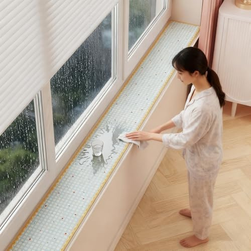 Fensterbankmatte Wasserdichte Schmale Fensterbankmatte, Dekorativer Fensterschutz aus Leder mit Muster für Haustiere, Fensterbankschutz(Style B,80x40cm(31x16))