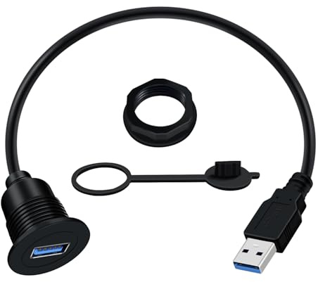 HuaLiSiJi Prolunga USB 3.0 da Incasso per Auto 5V 3A Cavo USB Maschio Femmina Incasso 5Gbps Trasmissione per Auto, Schizzo, Barca, Moto Pannello da Cruscotto (0.3 m)