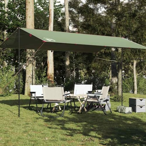 Wasserdichtes Tarp Grün 500x294 cm mit versiegelten Nähten, strapazierfähiger TAFT mit PU-Beschichtung für windbeständigen Sonnenschutz und Regenschutz, multifunktionale