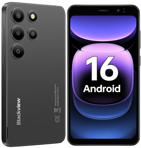 Blackview Wave 2C Telefonos Moviles Libres Android 16, 5 Smartphone, Negro | 12GB(3+9)+32GB/TF 1TB Telefono Movil, Batería 3000mAh Móvil, Cámara 5MP+2MP, 4G Dual SIM, 3 Slot, Face ID, 3.5mm, Type-C