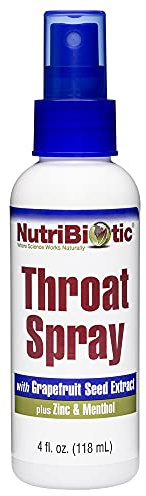 NutriBiotic – Throat Spray with GSE, 4 Fl. Oz | Gentle and Soothing Sore Throat Support with Grapefruit Seed Extract, Zinc & Menthol | Alcohol Free & Non-Medicated