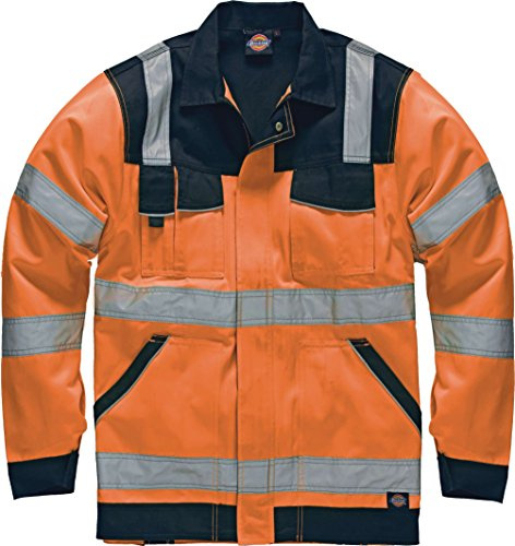 Dickies SA30015 ORN S Size Small Industrie Hi-Vis Jacket - Orange/Navy Blue
