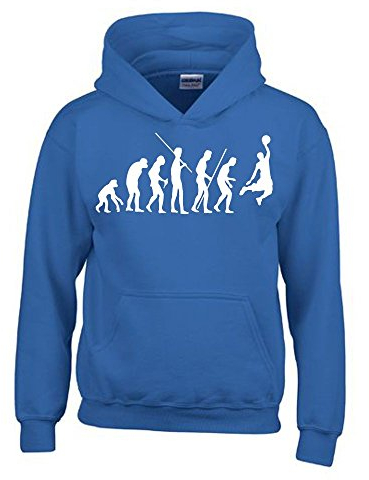 Basketball Evolution Kinder Sweatshirt mit Kapuze Hoodie blau-Weiss, Gr.164cm