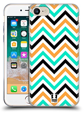 Head Case Designs Blaugrün Und Orange Neon Zigzag Soft Gel Handyhülle Hülle kompatibel mit Apple iPhone 7/8 / SE 2020 & 2022