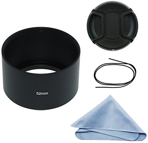 SIOTI Camera Long Focus Metal Lens Hood with Cleaning Cloth and Lens Cap Compatible with Leica/Fuji/Nikon/Canon/Samsung Standard Thread Lens