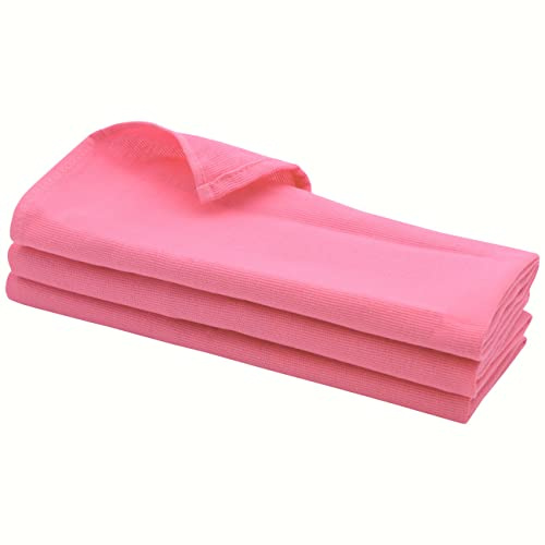 Daloual - 3X Geschirrtuch, Küchentuch, Putztuch, Poliertuch aus 100% Baumwolle rosa pink