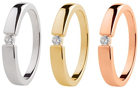 Ardeo Aurum Damenring aus 585 Gold Gelbgold mit 0,07 ct Diamant Brillant Spannfasssung Verlobungsring Solitär