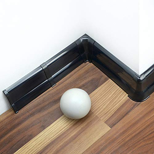 [DQ-PP] 100 Meter Sockelleisten 62mm PVC Schwarz glänzend Laminatleisten Fussleisten aus Kunststoff PVC Laminat Dekore