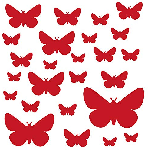 PREMYO 25 Schmetterlinge Wandsticker Kinderzimmer Mädchen Jungen - Wandtattoo - Wandaufkleber Selbstklebend Rot