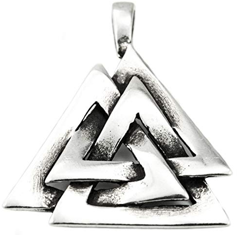 WINDALF Wikinger Silber Anhänger VALKNUT 3 cm Wotansknoten Nordmänner Odin Amulett Antik 925 Sterlingsilber