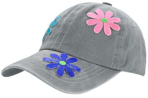 dy_mode Damen Kappe Basecap Baseball Cap Mütze Schirmmütze mit Blümchen- K029 (K029-Hellgrau)