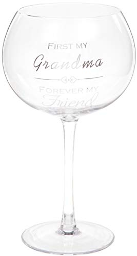 Bicchiere da gin Maturi 'First My Grandma Forever My Friend' sentiment con cuori - 625 ml