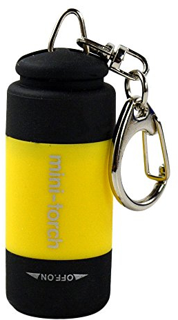 Mini torche de poche porte-clés, lampe torche LED rechargeable Mini USB, lampe de poche mini porte-clés étanche pour la randonnée en camping en plein air (Jaune)