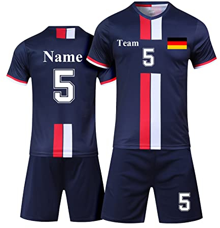 LAIFU personalisiertes fußball Trikot Kinder mit Namen Nummer Team und Logo torwarttrikot Herren Uns (Kurz Blau)