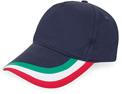 Marineblau, Flagge von Italien, verstellbar, Padel Golf Tennis, 5 Paneele, 100 % Baumwolle, gekämmt