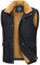 MAGCOMSEN Herren Outdoor Weste Winter Fleeceweste Warme Stehkragen Steppweste Männer Gefüttert Arbeitsweste Ärmellos Übergangsjacke Angeln Wandern Gilet Schwarz L