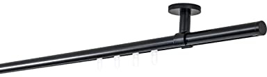 ondeco Gardinenstange auf Maß Innenlauf 20mm Match 1-lauf Vorhangstange Deckenträger 4cm Stilgarnitur mit Gleiter für Vorhänge Schwarz 250cm