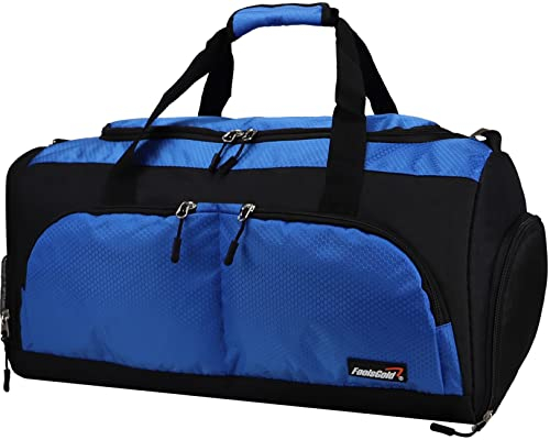 foolsGold Large Sports Holdall Duffel Bag - Black/Blue