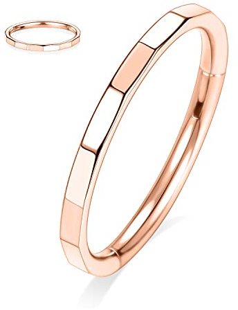 16G Cartilage Earrings Conch Hoop Ring 316L Surgical Steel Seamless Higned Segment Clicker Rectangular Ear Cuts Nose Ring Hoop Rose Gold Helix Tragus Lip Lobe Earrings Septum Daith Piercing 10mm
