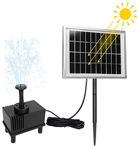 UISEBRT Bomba solar para estanque de 2 W, bomba solar de agua, fuente con 4 boquillas diferentes para jardín, estanque pequeño, baño para pájaros, peces, fuente de jardín (2 W)