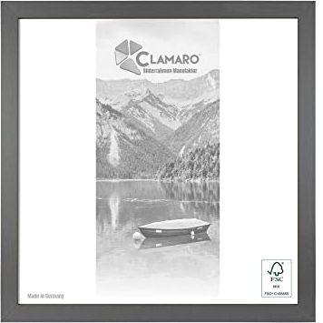 CLAMARO 'Collage' Bilderrahmen 33x33 quadratisch | Stahlgrau | Handgefertigter moderner eckiger Bilder- u. Fotorahmen inkl. Acrylglas, Rückwand und Aufhänger (querformat & Hochformat)