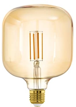 EGLO E27 LED Lampe dimmbar, große Amber Vintage Glühbirne Mid Size, Leuchtmittel für Retro Beleuchtung, 4,5 Watt (entspricht 40 Watt), 470 Lumen, warmweiß, 2200k, Edison Birne, T125, Ø 12,5 cm