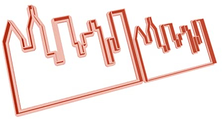 Set di 2 taglierine per skyline della città, in pasta di pasta polimerica per biscotti, glassa, pasta di fondente