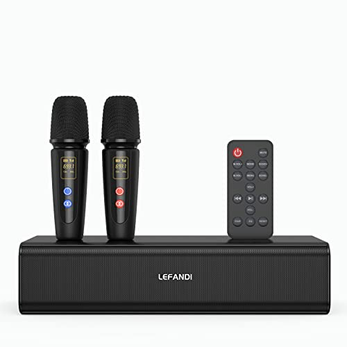 LEFANDI Karaoke Mikrofon Bluetooth, Karaoke Anlage mit 2 Mikrofonen, Portatile Karaoke Maschine mit 2 Drahtlose Mikrofonen, Tragbarer Lautsprecher für Party, konferenzen, Gesang, Kirche, Hochzeiten