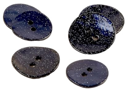 MYMERCERIE Perlmutt-Knöpfe, Pailletten, Marineblau, 15 mm, 6 Stück
