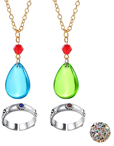 YouU 24 Stück Howl's Moving Castle Ring Elegante Tropfenform Halskette Wassertropfen Form Anhänger Set Anime Aufkleber für Fans