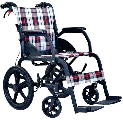 Care-Parents Faltbar Leicht, Doppelbremsen Transportrollstuhl klappbar (11kg), Rollstuhl für Ältere Menschen, Aluminium Rollstühle mit Fußstütze, Rollstuhl für Behinderte (CP-30A6N)