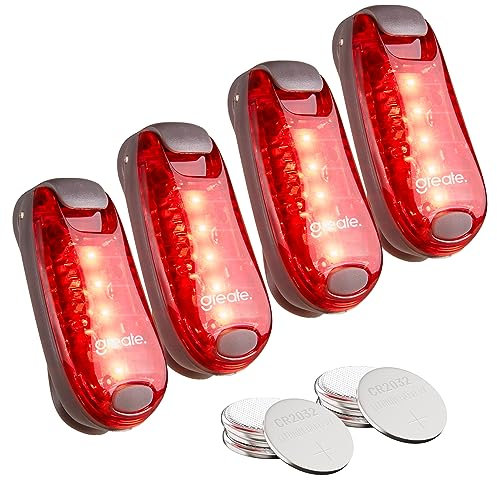 ABSINA 4er Pack LED Blinklicht Sicherheitslicht Schulranzen - Clip Licht LED mit Klettband als Schulranzen Beleuchtung, Lampe Kinderwagen, Jackenlampe, Lampe Joggen, Hundelicht, Blink Lichter Kinder